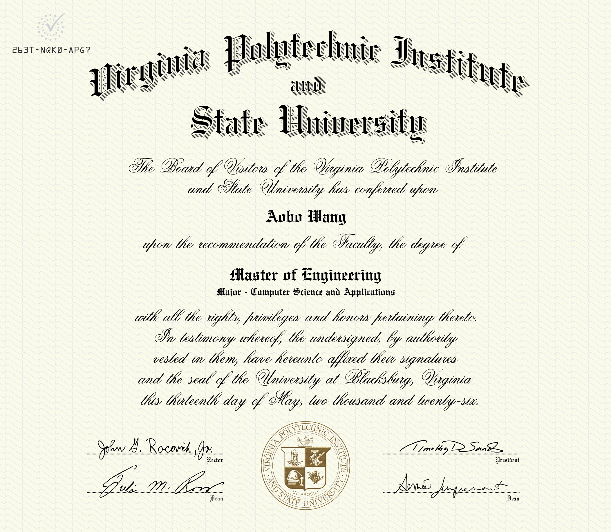 Virginia Tech Diploma